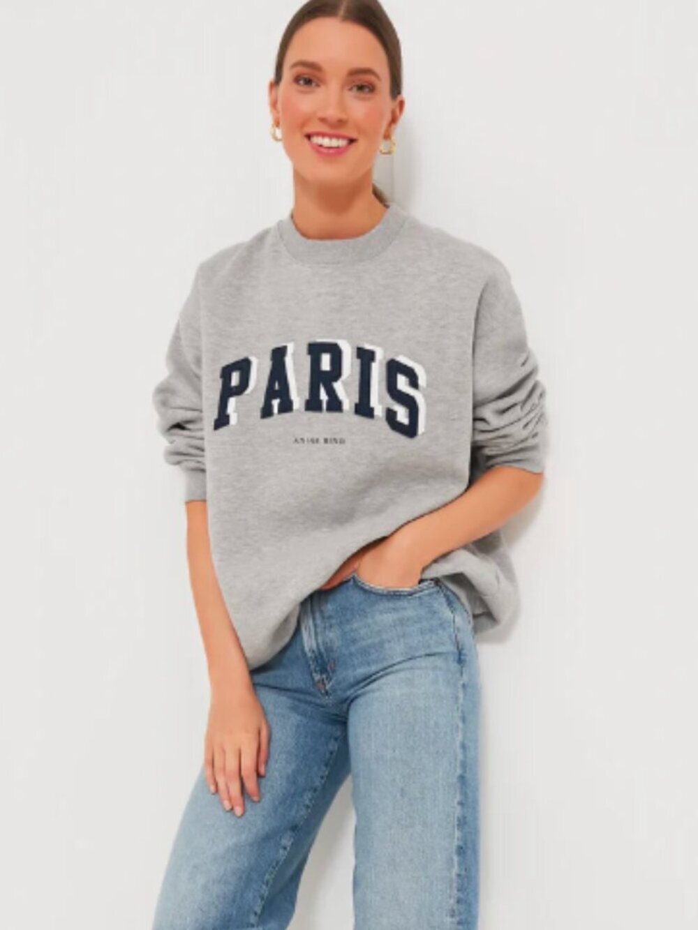 Anine Bing Grey Melange Paris Tyler Sweatshirt